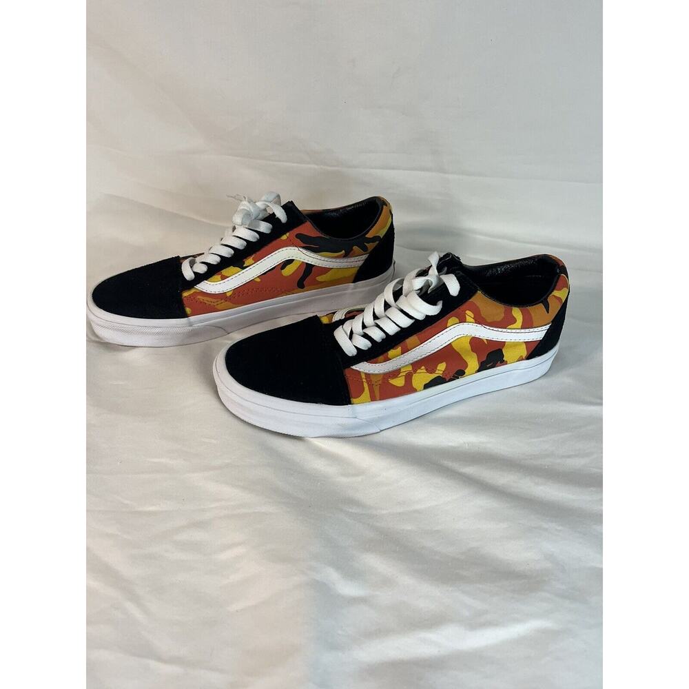 Vans Old Skool Red, Orange and Yellow Camo sneaker Women's size 9 Mens size 7.5